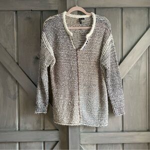 Ethyl Mixed Media Threads‎ Knit Henley Top Multi Color Size M boho